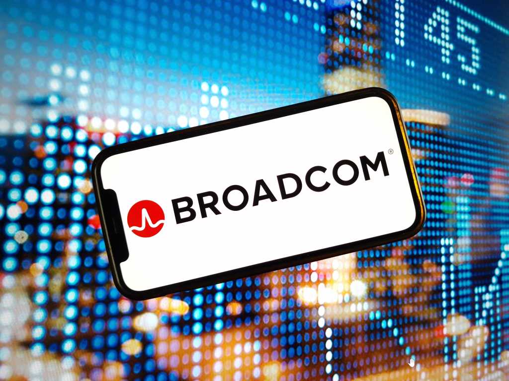 Konskie, Poland - January 03, 2024: Broadcom Inc company logo displayed on mobile phone screen