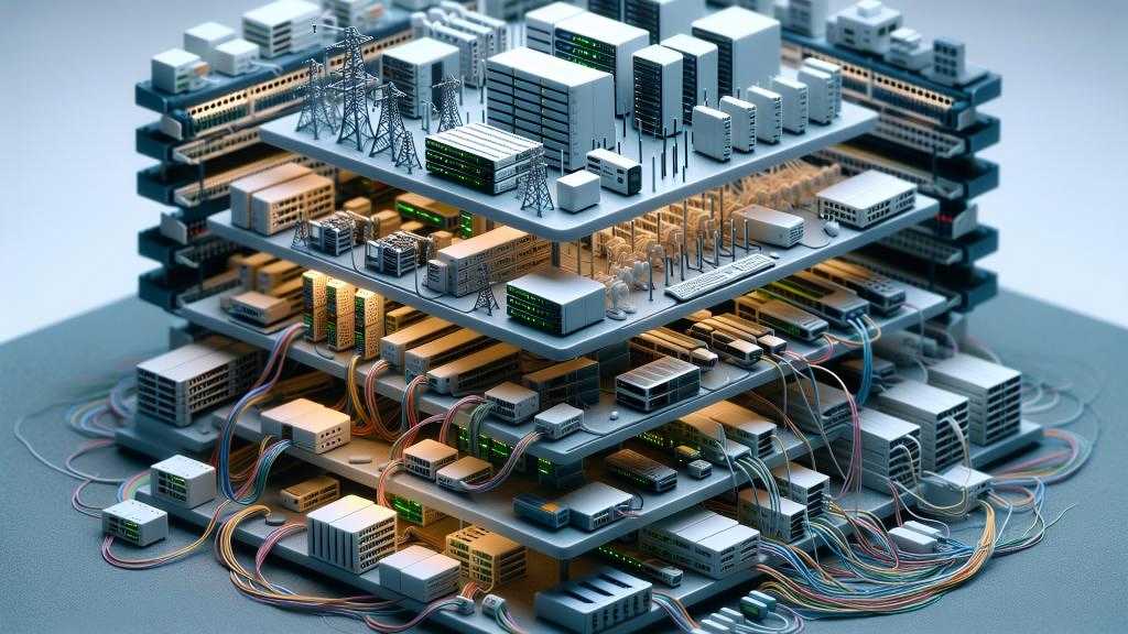 AI image 7 layers of OSI model telecommunications network